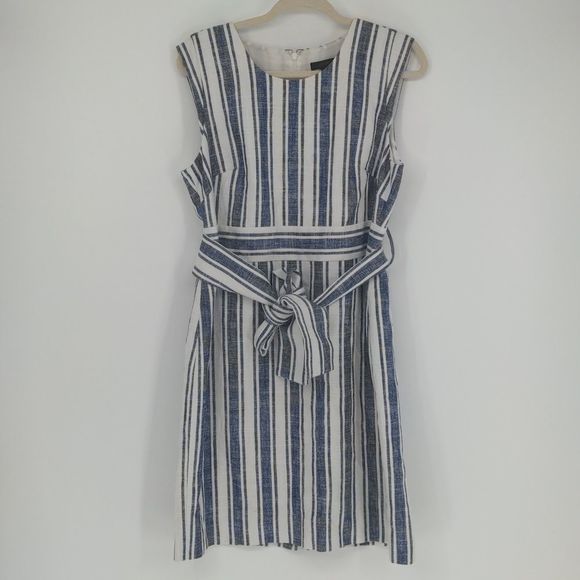 J. Crew Blue and White Striped Mini Dress - Picture 1 of 15